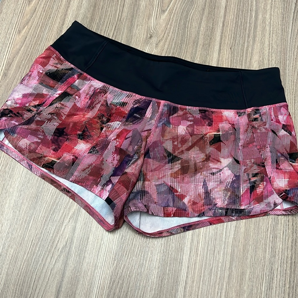 Lululemon Speed Up Short 2.5” Sun Dazed/Multi Pink Super Dark Size 10